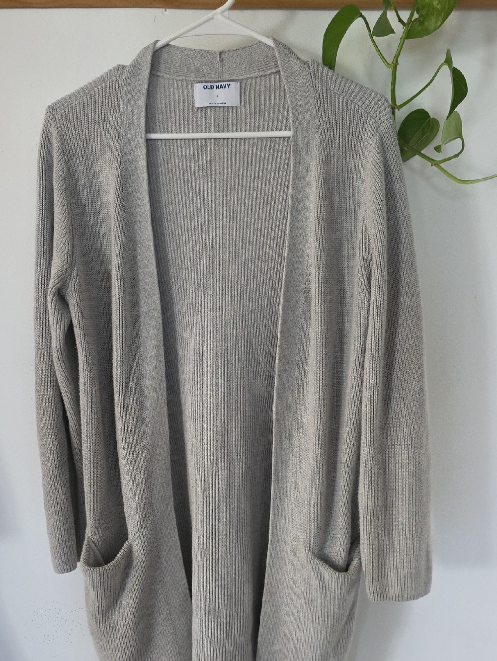 Old Navy Light Gray Open-Front Ribbed Cardigan